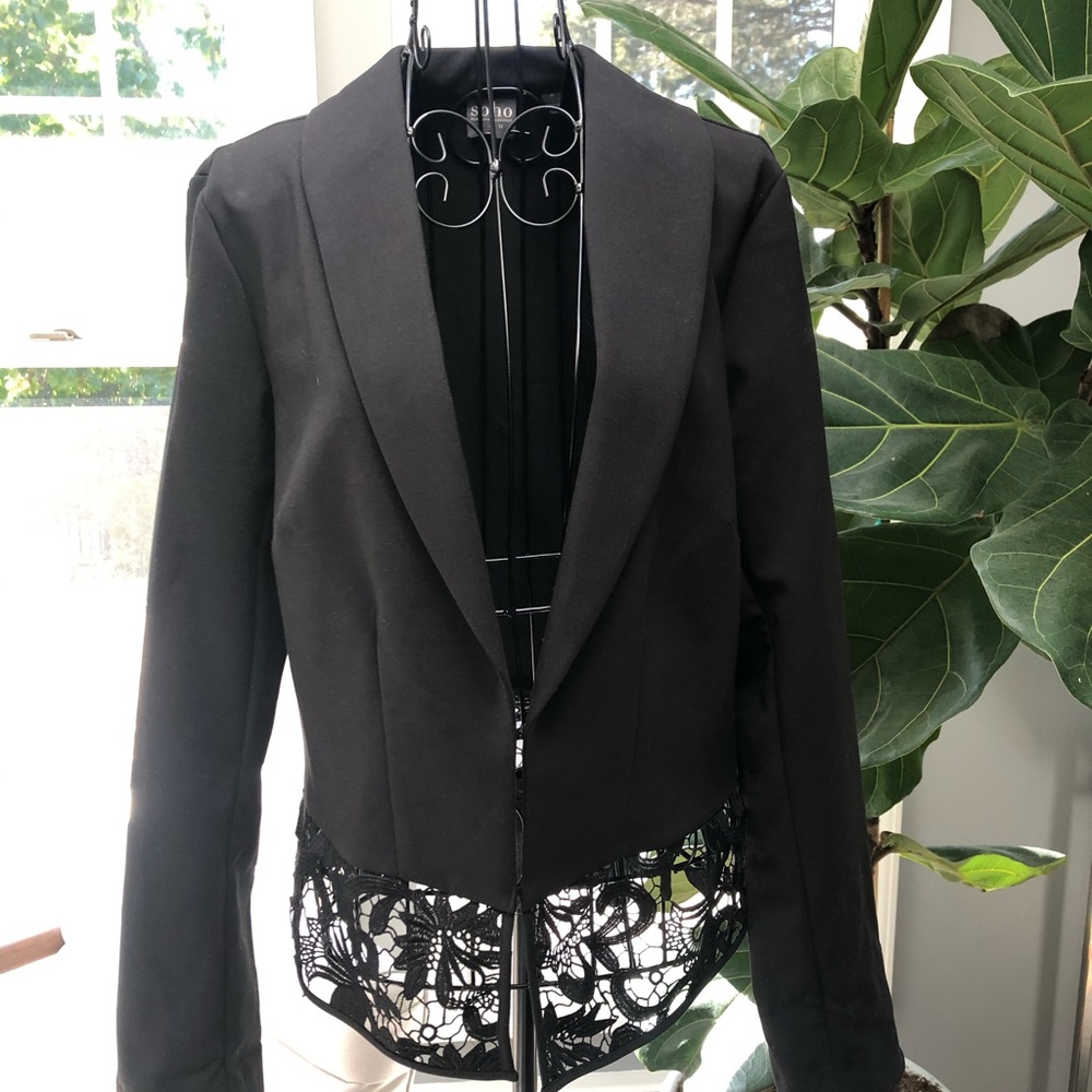 Soho jeans black blazer with lace detail